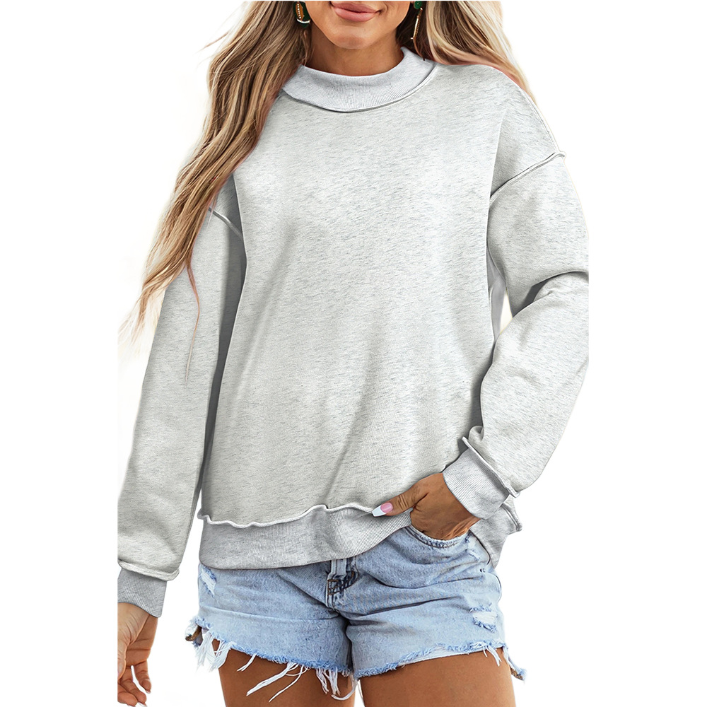 Women's Loose Solid Crewneck Pullover Sweatshirt Casual Long Sleeve