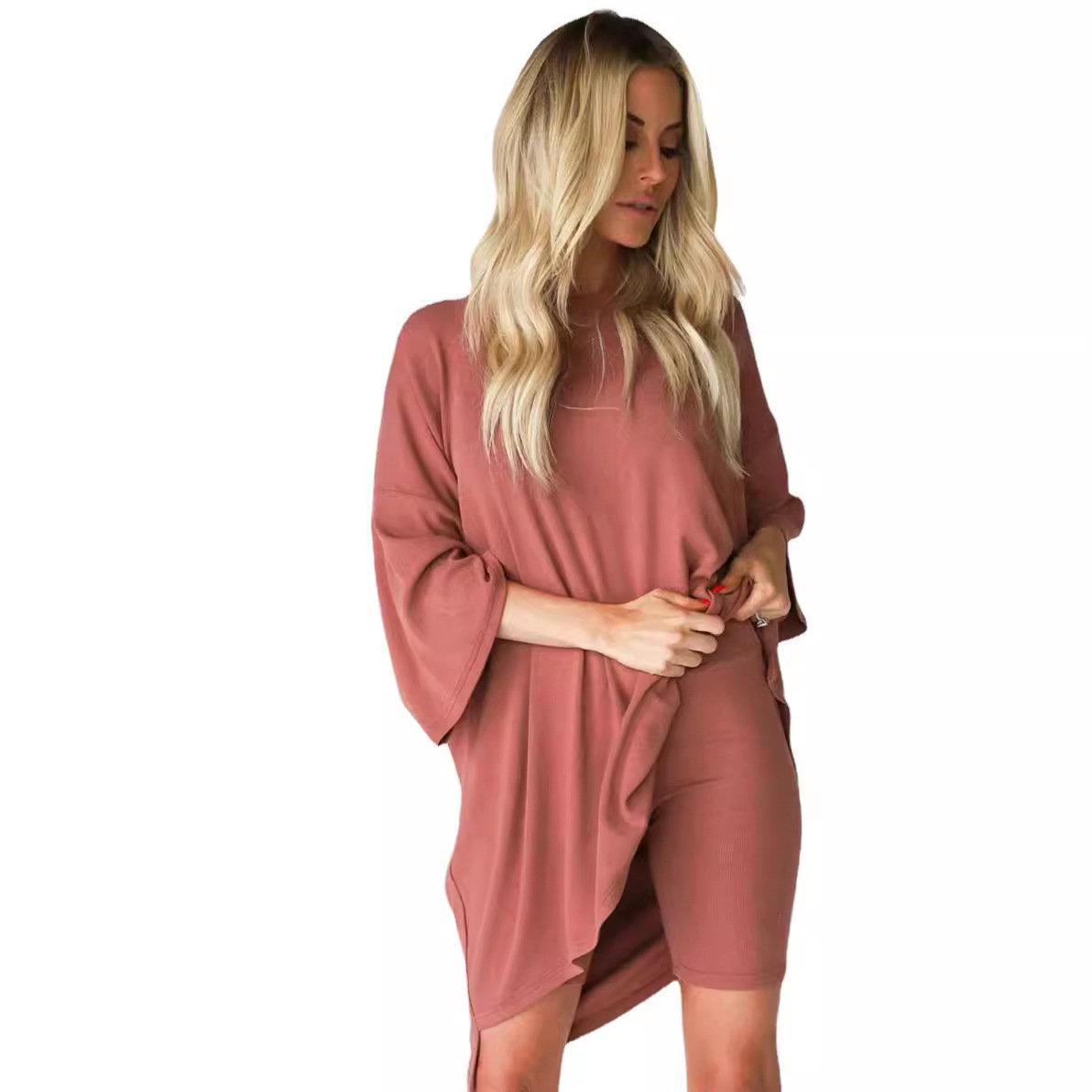 Women's Loose Plus Size Short Sleeve T-Shirt and Shorts Set Casual Loungewear