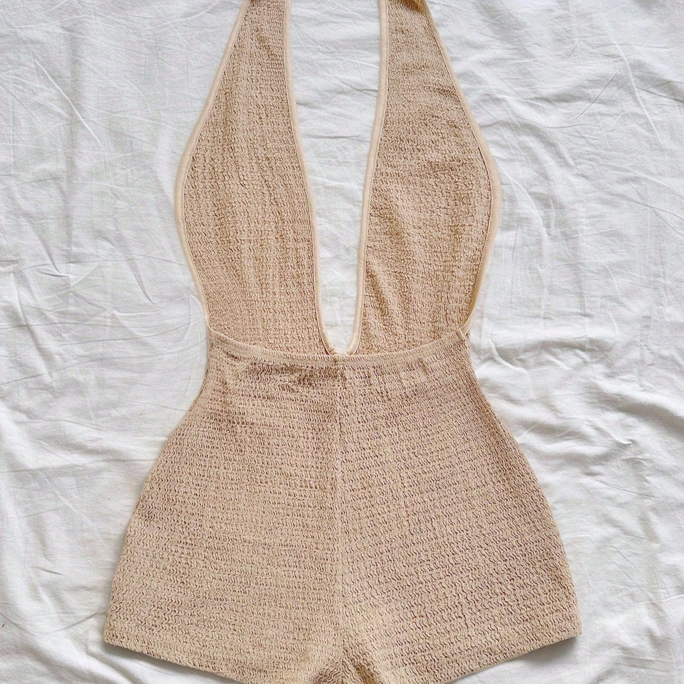 Sexy Striped Halter Backless V-Neck Romper for Women