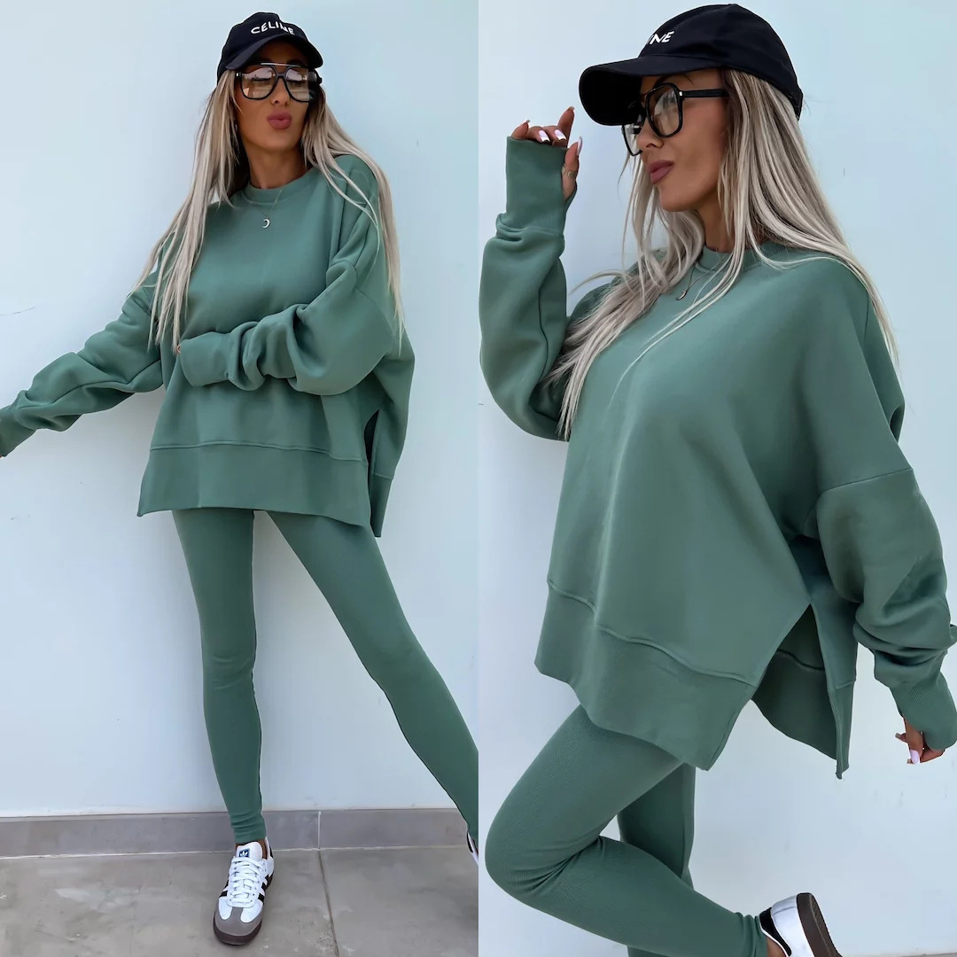 Women's Casual Two-Piece Set Slim Pants and Loose Hoodie