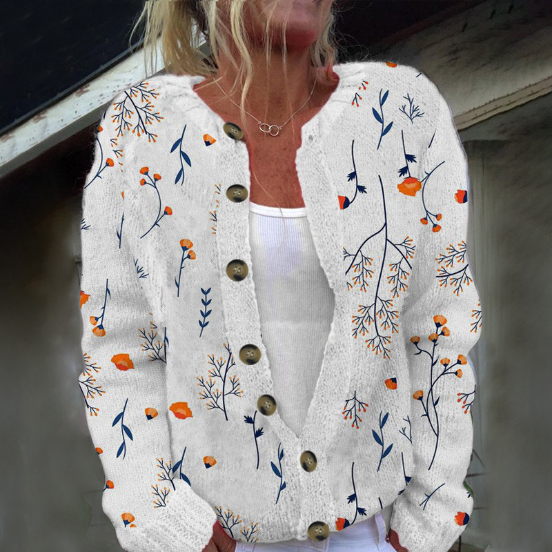 Women's Animal & Botanical Print Button-Down Cardigan