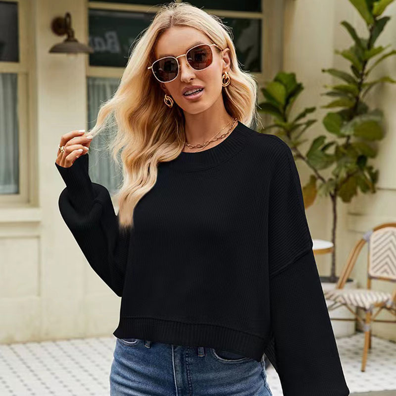 Women's Long Sleeve Crewneck Sweater – Lightweight Solid & Striped Pullover