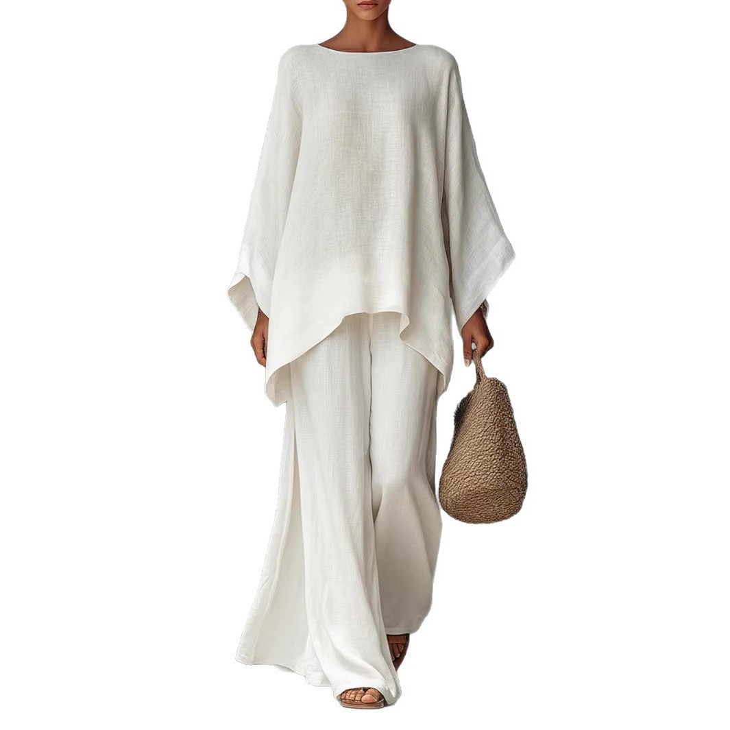 Women's Linen-Blend Shirt & Wide-Leg Pants Set