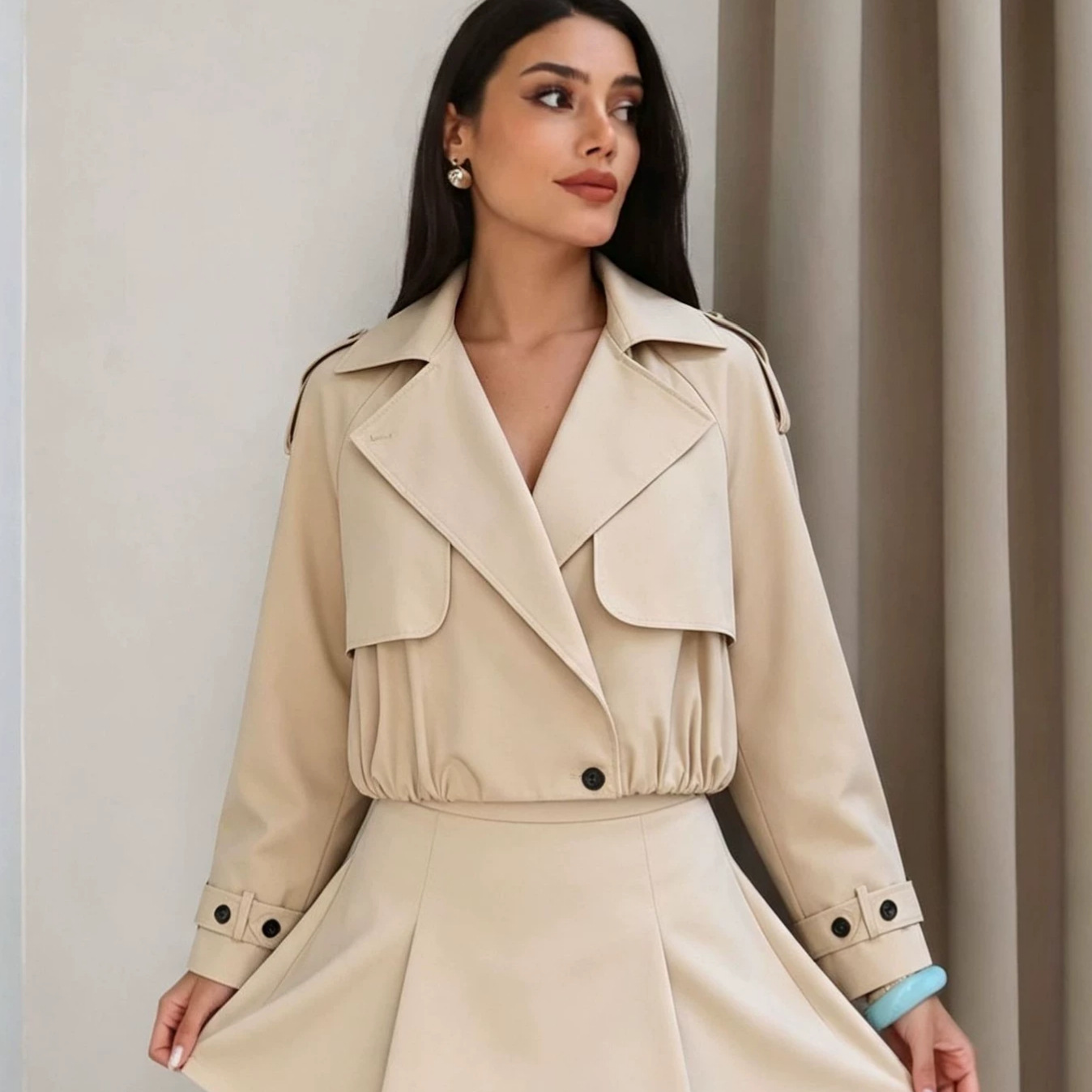 Women's Chic Color-Block Blazer Jacket