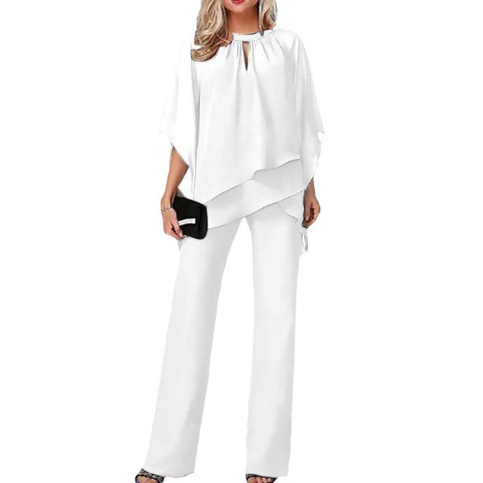 Women's Solid Color Loose Casual Asymmetrical Two-Piece Set