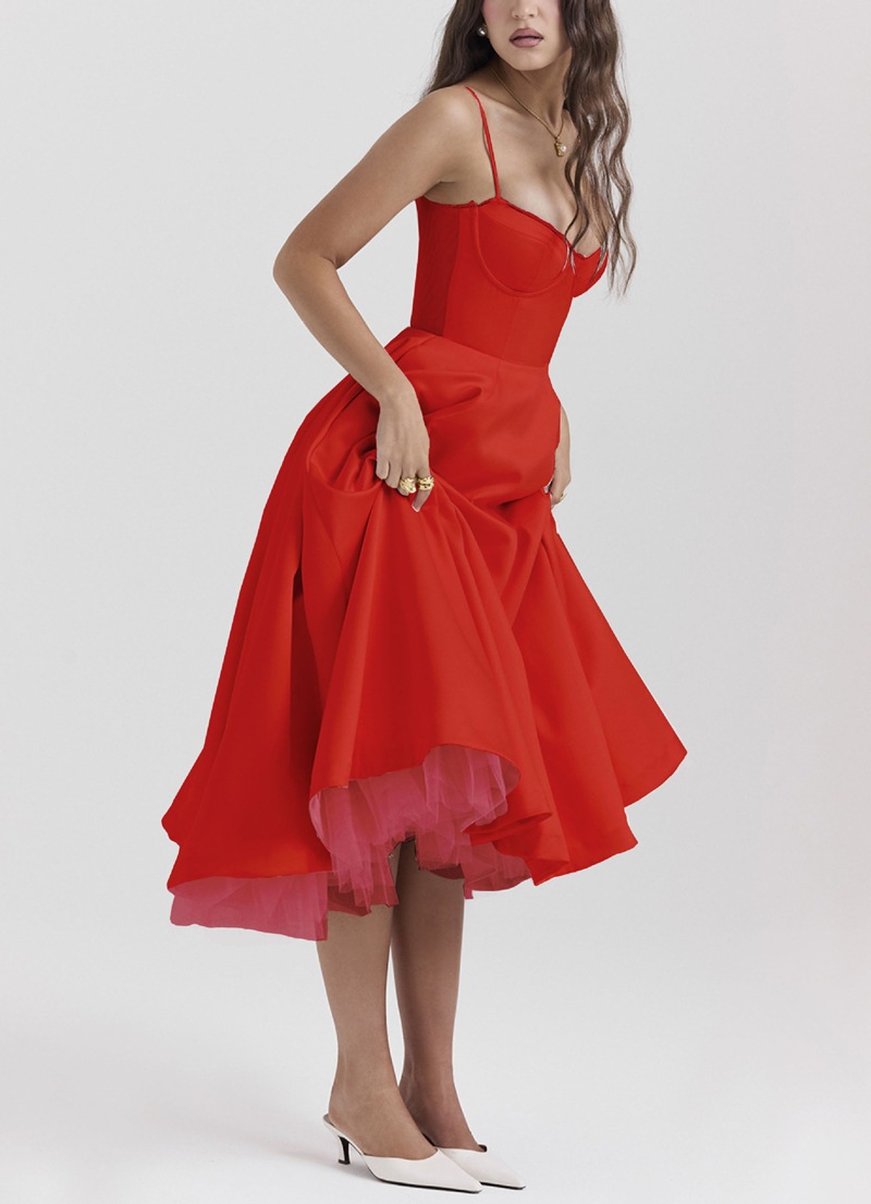 Sexy V-Neck Open-Back Sleeveless High-Waist Bubble Dress