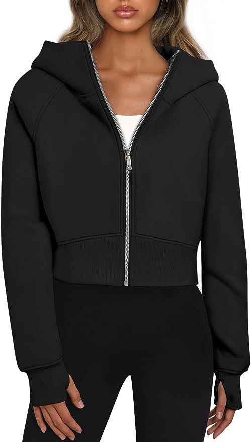 Fleece-Lined Hooded Zip-Up Sweatshirt Jacket