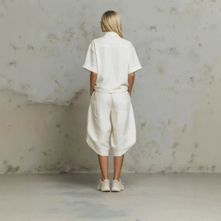 Women's Short Sleeve Two-Piece Set with Wide-Leg Pants