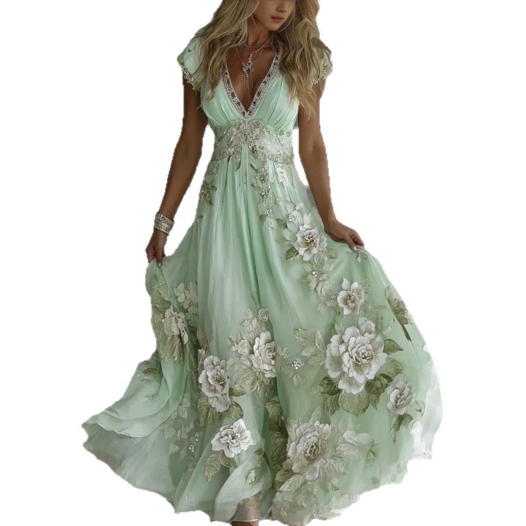 Women's Floral Print Ruched Bodycon Midi Dress