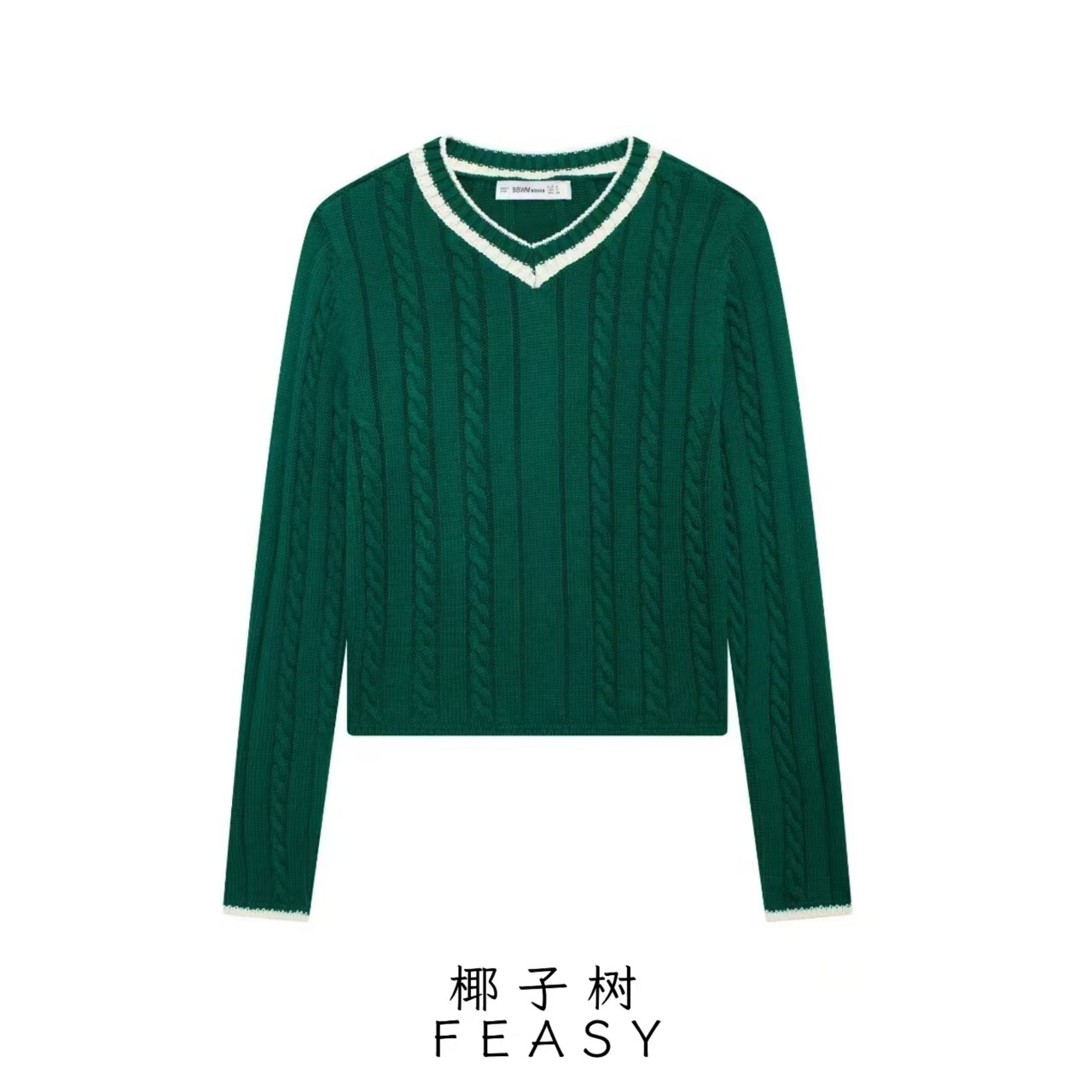 Women's Long Sleeve V-Neck Cable Knit Cardigan Sweater
