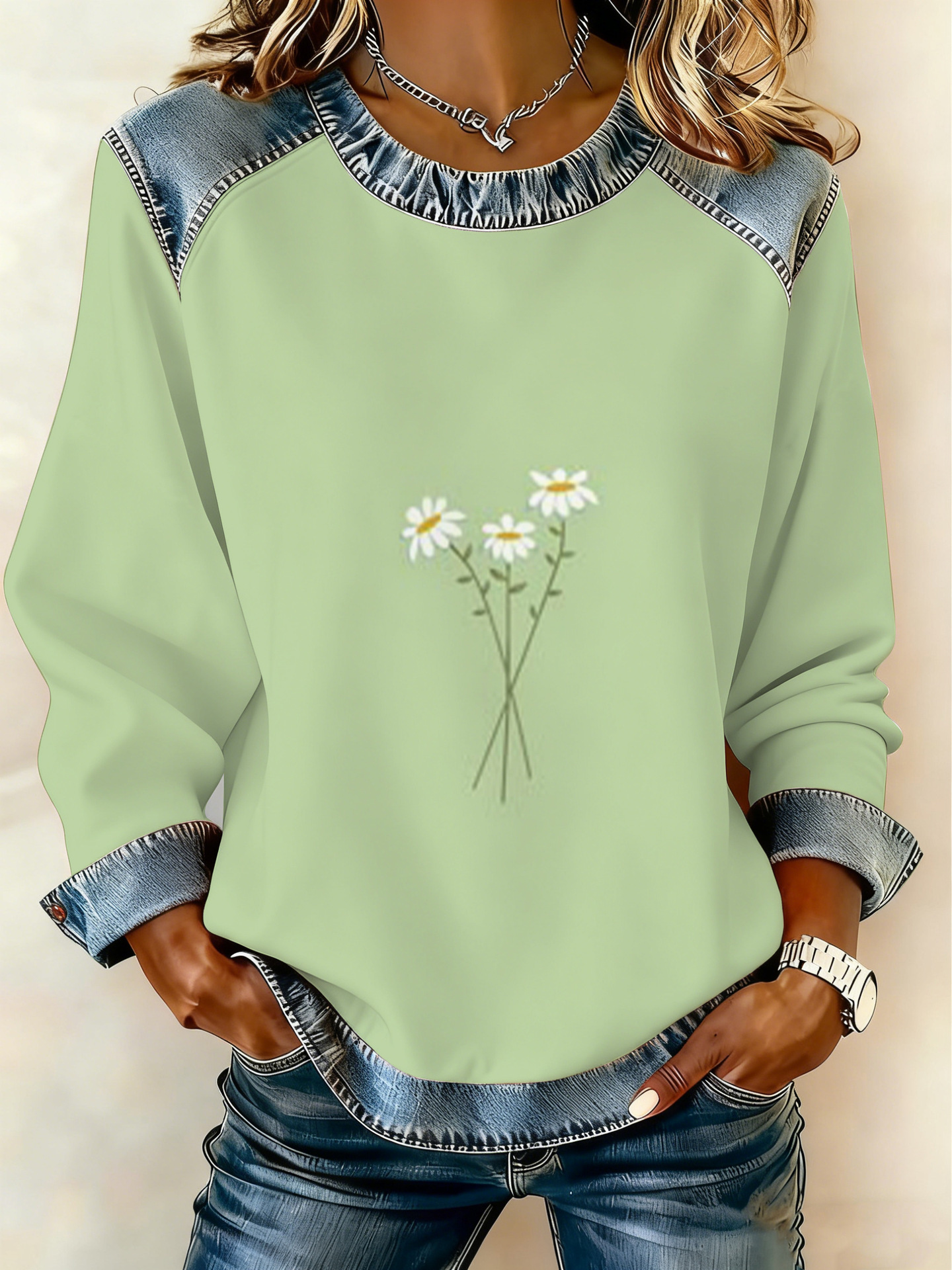Women's Animal Lion Tiger Print Crewneck Sweatshirt