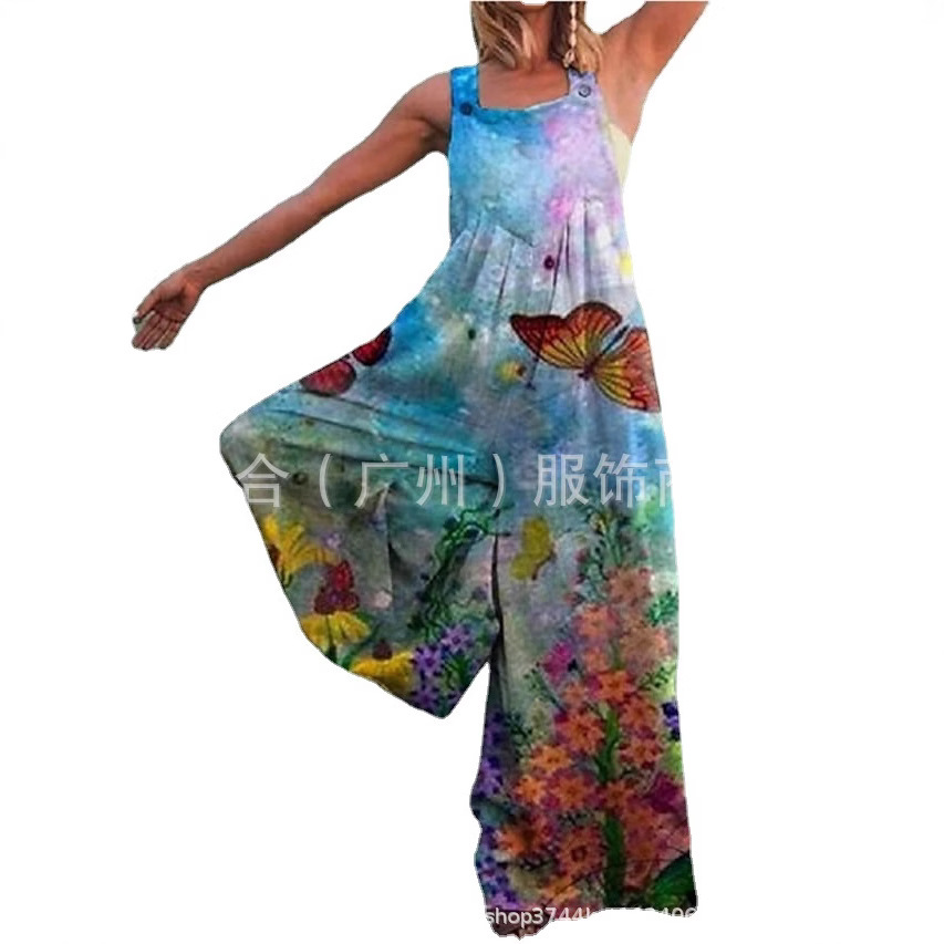 Printed High-Waist Sleeveless A-Line Midi Dress