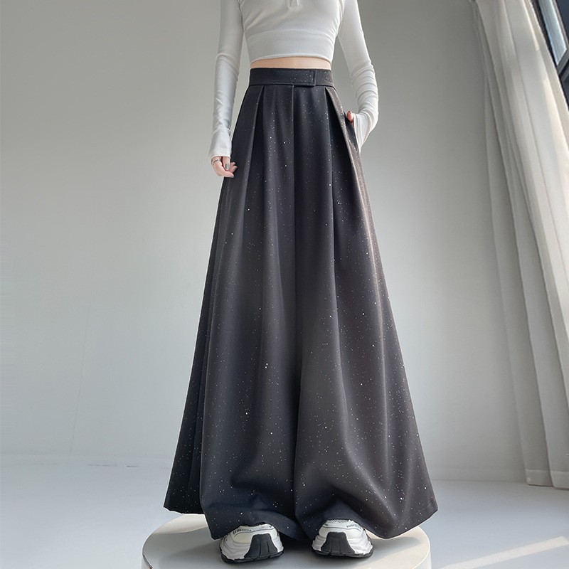 Sequin Wide-Leg High-Waist Long Pants for Women