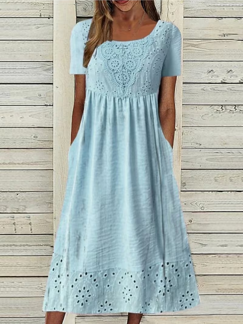 Women's Elegant Floral Print Pleated Midi Dress