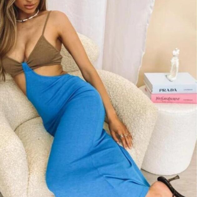 Women's Sleeveless Color-Block Patchwork Maxi Dress