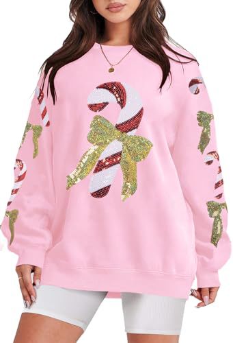 Women's Christmas Santa Tree Print Crewneck Sweatshirt
