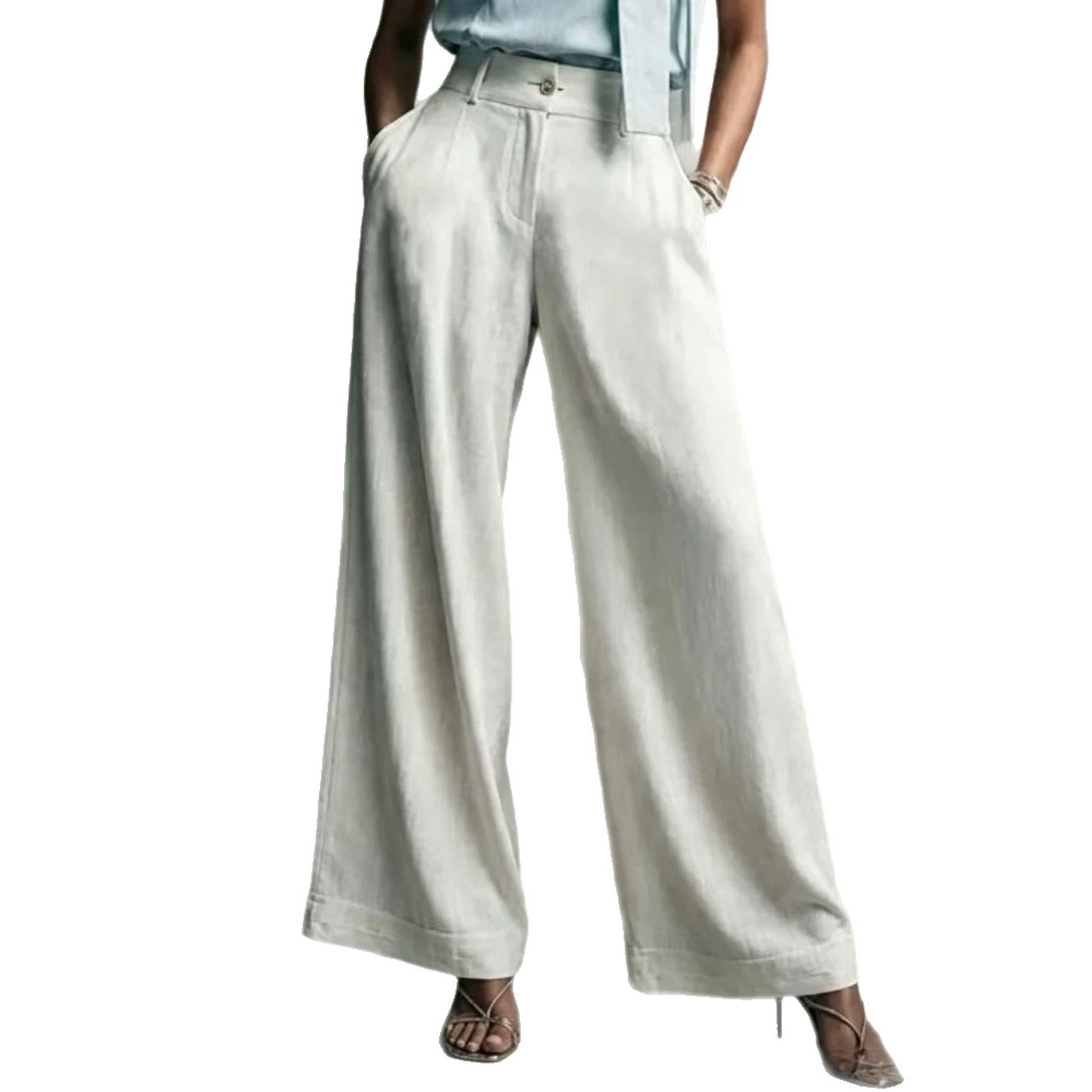 Women's Solid Color High-Waist Wide-Leg Casual Pants