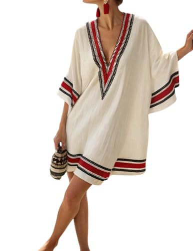 Women's Striped Floral Print Midi Dress Deep V-Neck Sleeveless Slim Fit