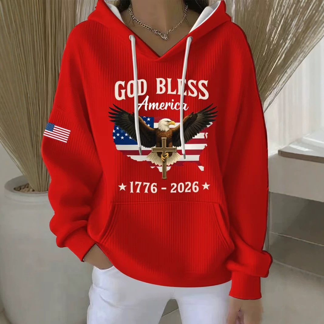 Women's Eagle Cross Print Casual Hoodie
