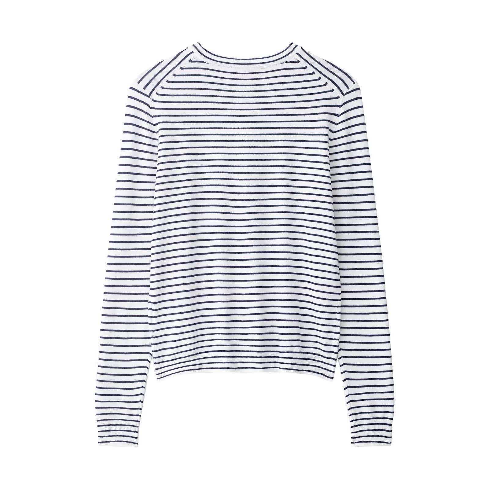 Striped Long-Sleeve Knit Cardigan Loose Fit