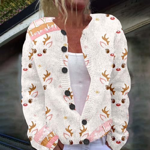 Women's Winter Forest Snowman Print Button Cardigan Sweater
