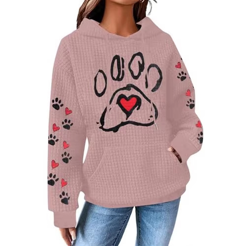 Women's Dog Mom Heart Paw Print Sweatshirt