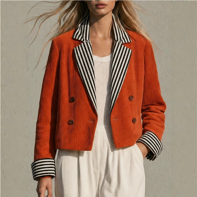 Retro Color-Block Orange Jacket