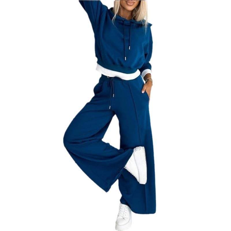 Color-Block Hoodie & Pants Two-Piece Casual Set