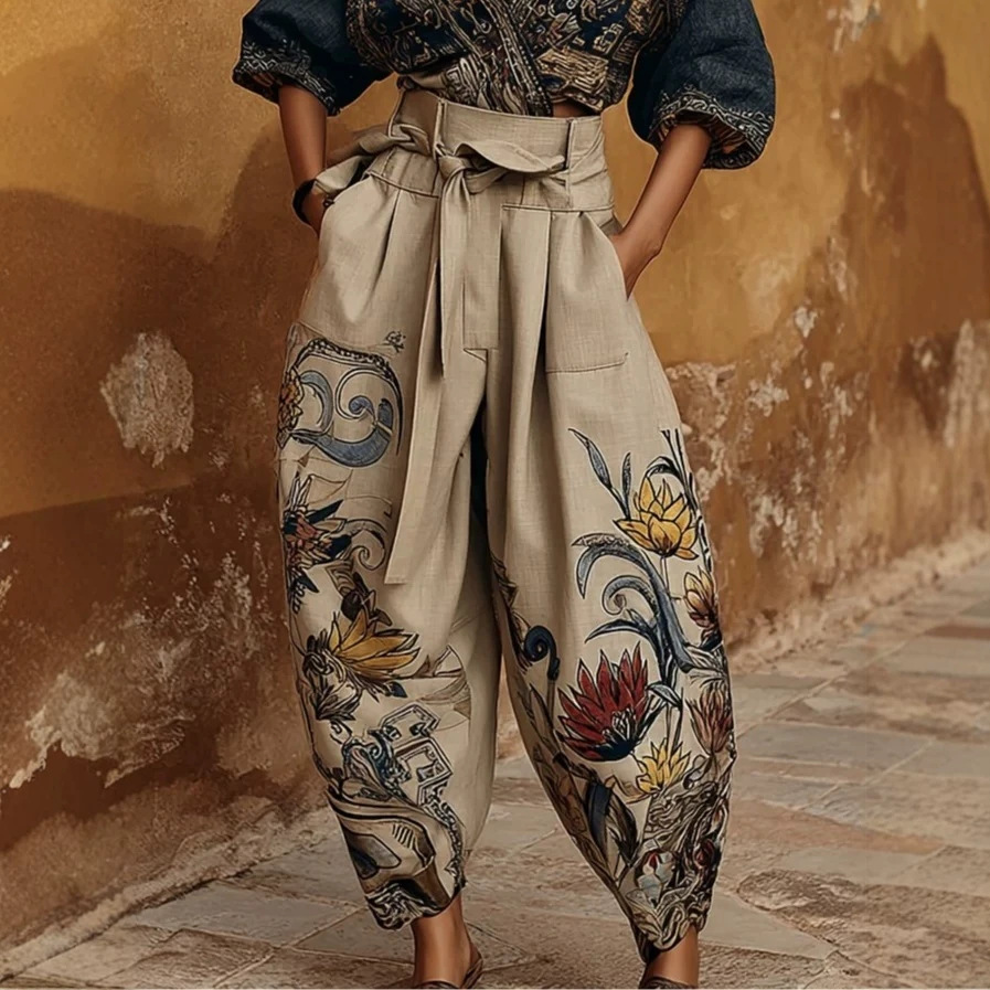 Women's Street Print Two-Piece Set, Loose Fit, Polyester, Casual