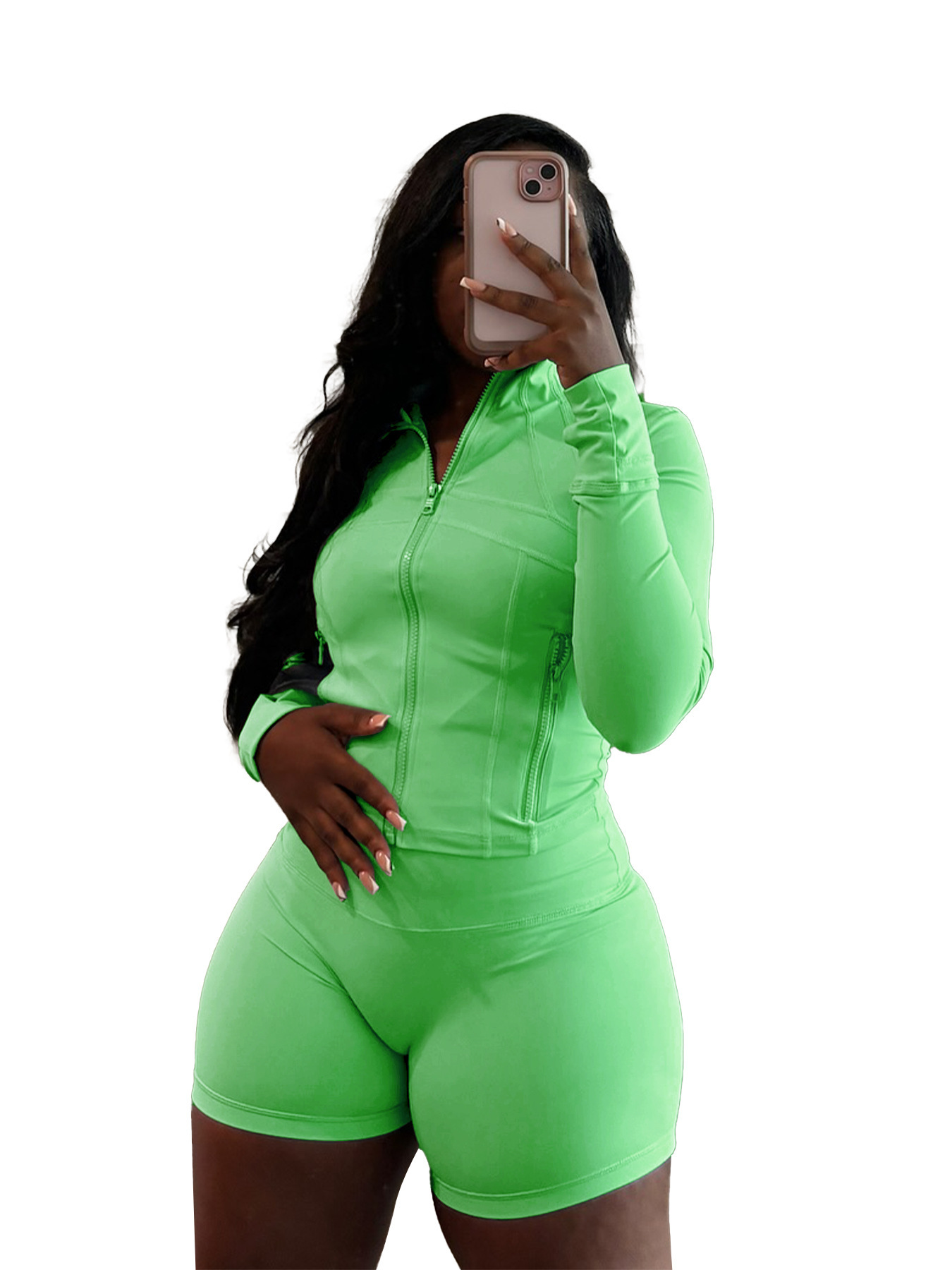Women's Sexy Bodycon Long Sleeve & Shorts Two-Piece Set