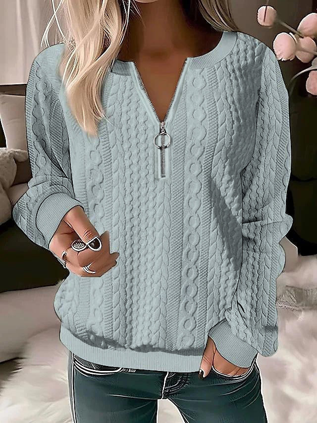 Women's Zip-Up Long Sleeve Solid Color Sweatshirt