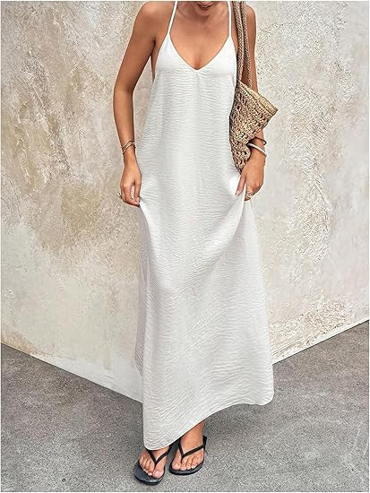Women's Sleeveless Backless Cutout Cami Long Dress
