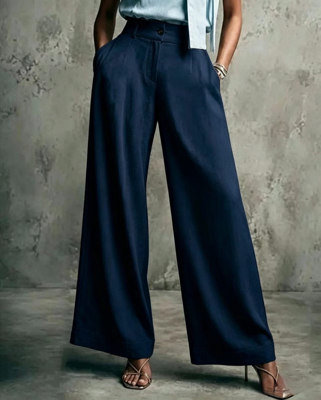 Women's Solid Color Wide-Leg High-Waist Loose Casual Pants
