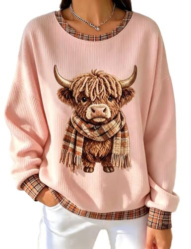 Women's Vintage Scarf Cow Print Sweatshirt