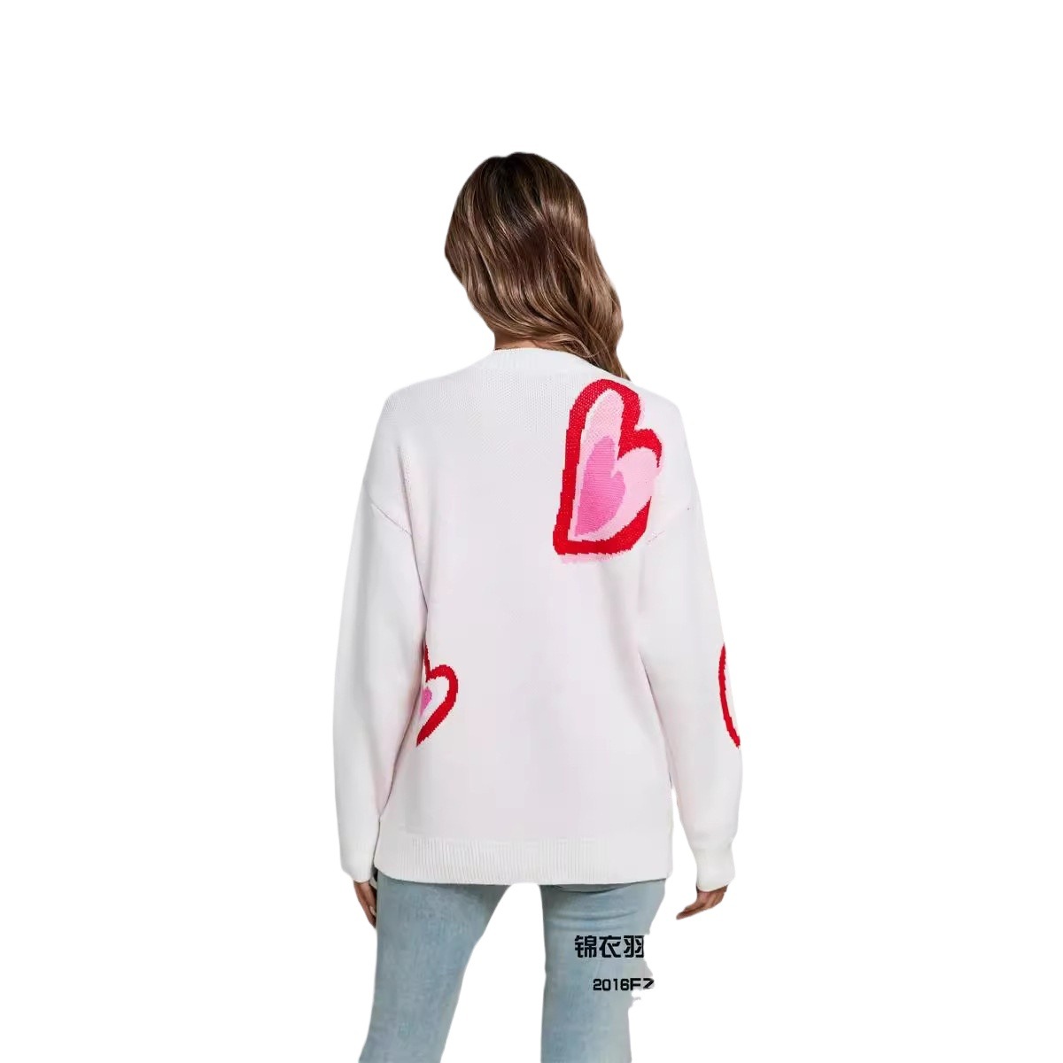 Heart Graphic Crewneck Pullover Sweater