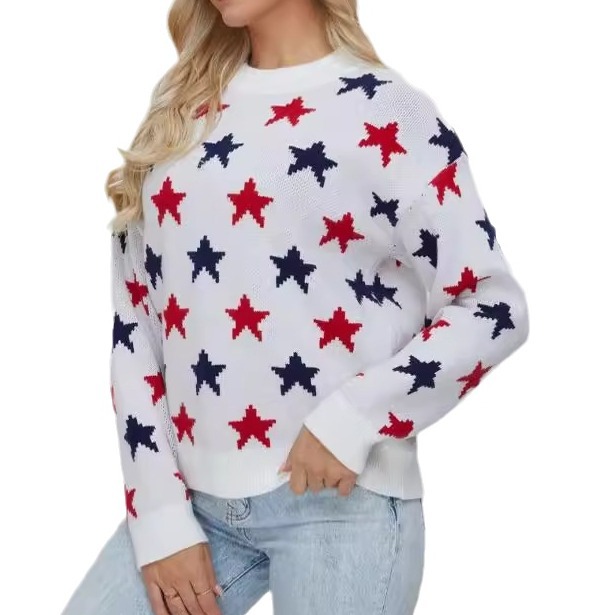 Mosaic Star Pattern Pullover Sweater