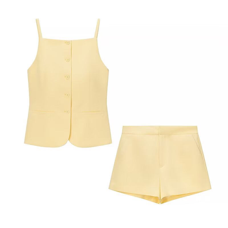 Women's Button-Front Cami and Mini Shorts Set