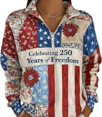 American Independence Print Half-Zip Hoodie