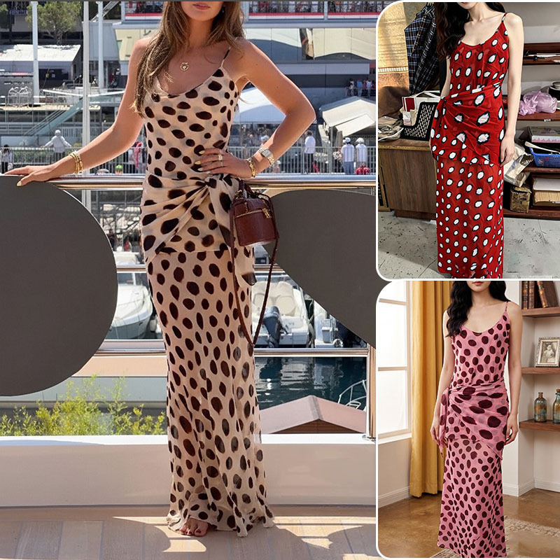 Women's Printed Sleeveless Pleated Maxi Dress