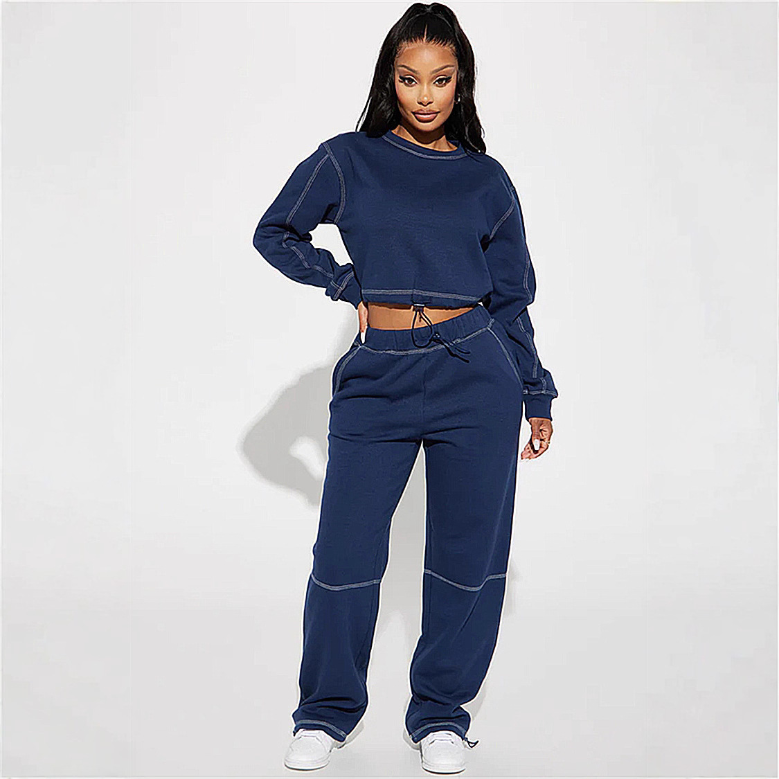 Women's Chenille Two-Piece Sweatsuit Set Casual Sporty Long Sleeve