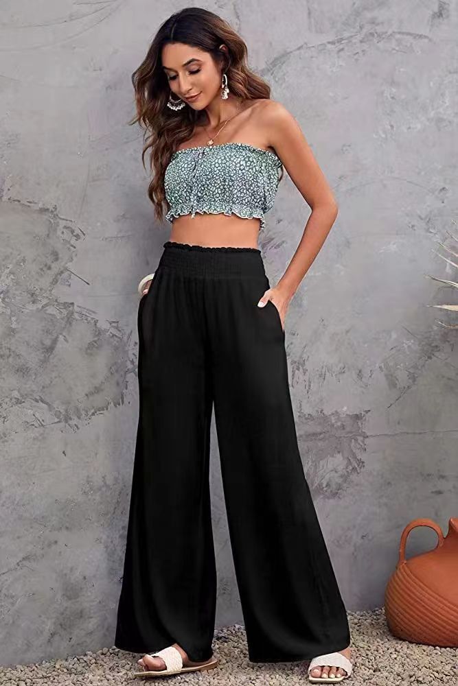 Women's Casual Wide-Leg Cotton-Linen Pants Loose Fit