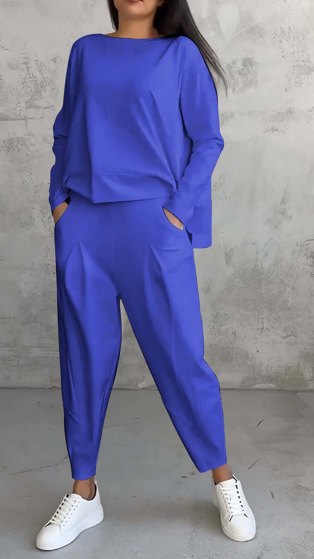 Solid Color Loose Top and Jogger Pants Two-Piece Set