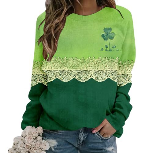 Women's Lucky Clover Floral Print Crewneck Sweatshirt