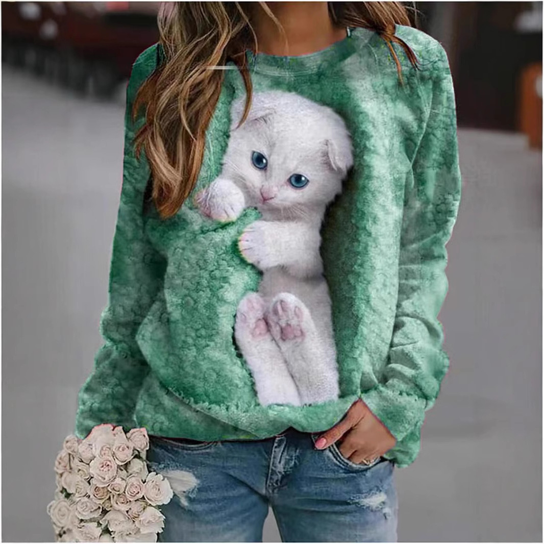 Animal Print Long-Sleeve Crewneck Sweatshirt