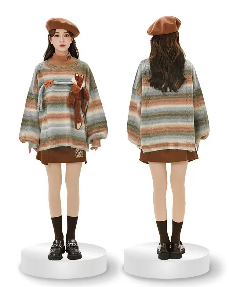 Trendy Color-Block Lazy Style Women's Sweater