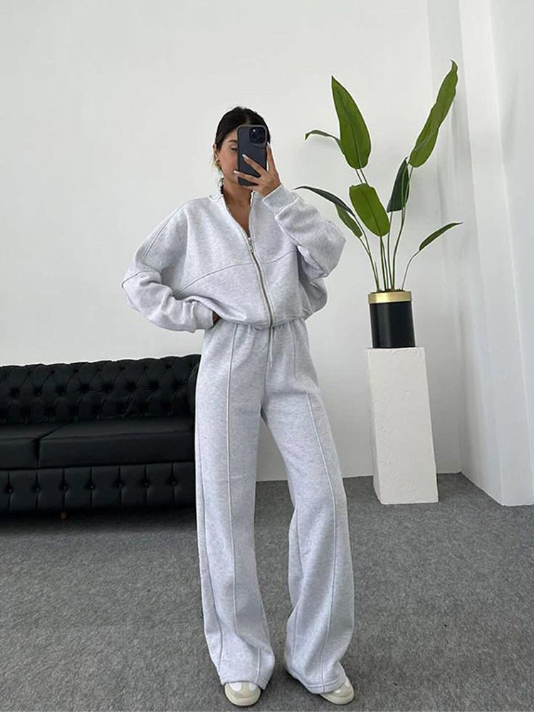 Women's Casual Two-Piece Cardigan and Pants Set Long Sleeve Streetwear