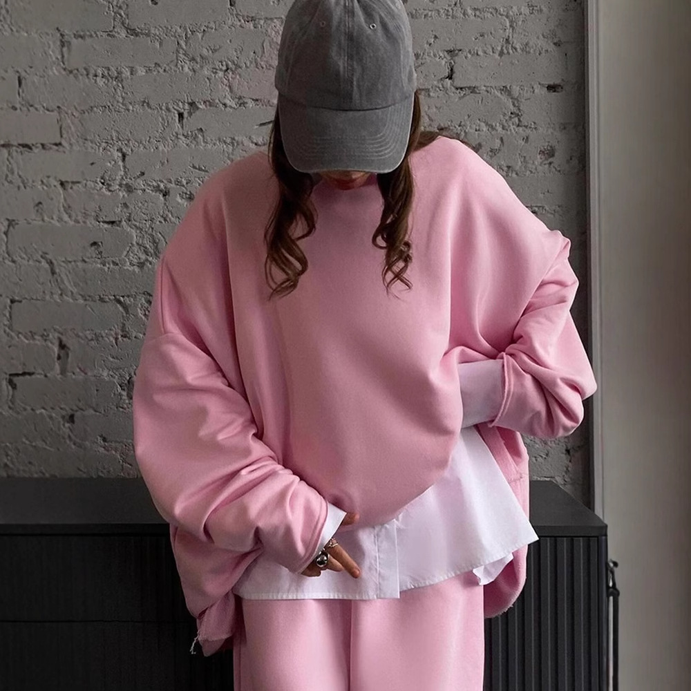 Women's Long Sleeve Crewneck Sweatshirt and Pants Two-Piece Set