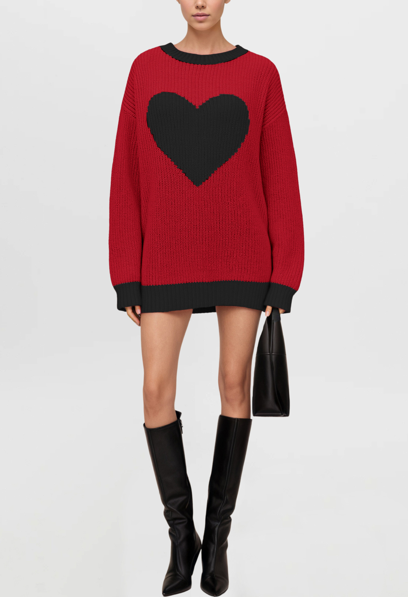 Heart Jacquard Pullover Sweater