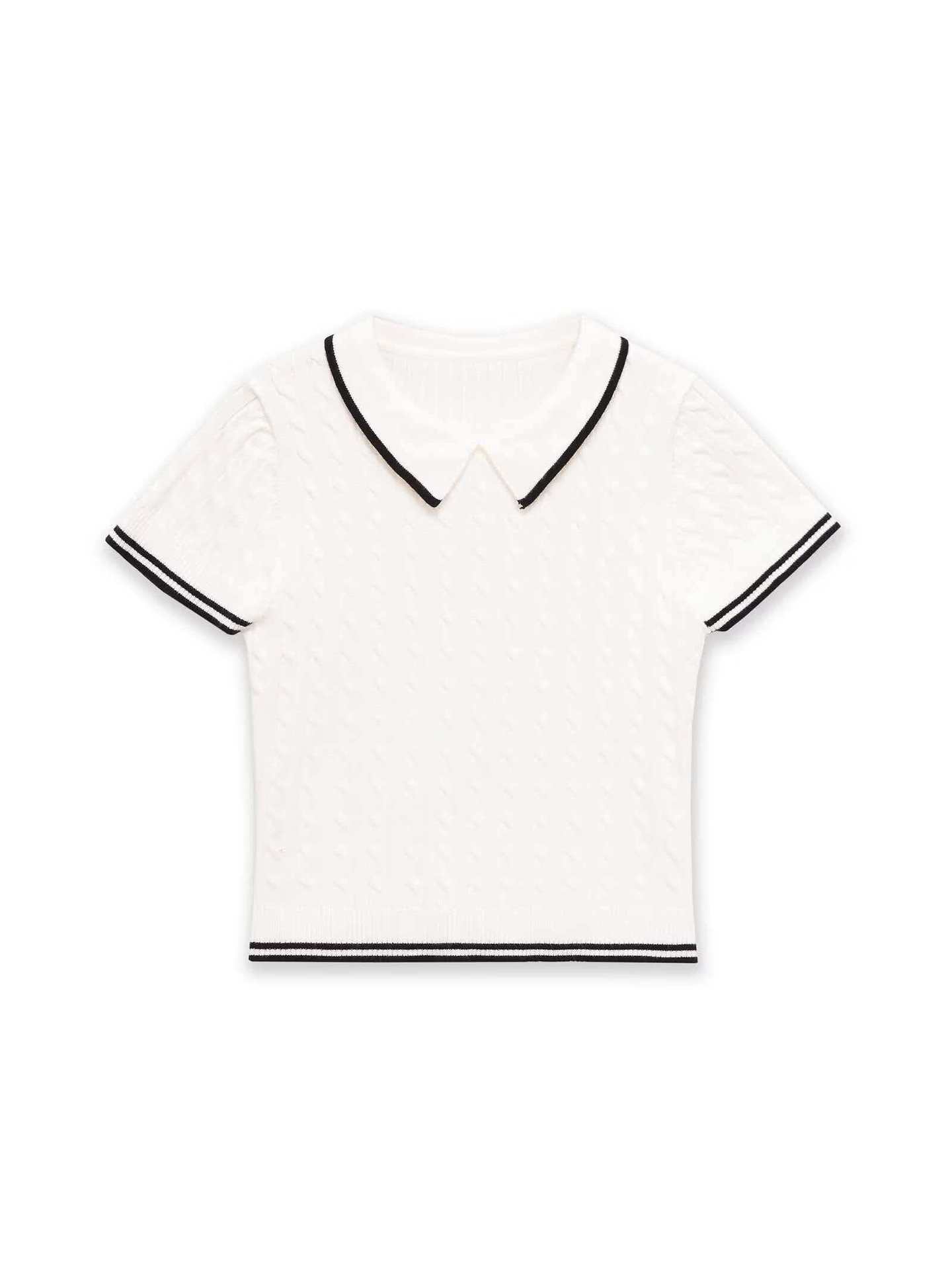 Women's Cable Knit Short Sleeve Sweater