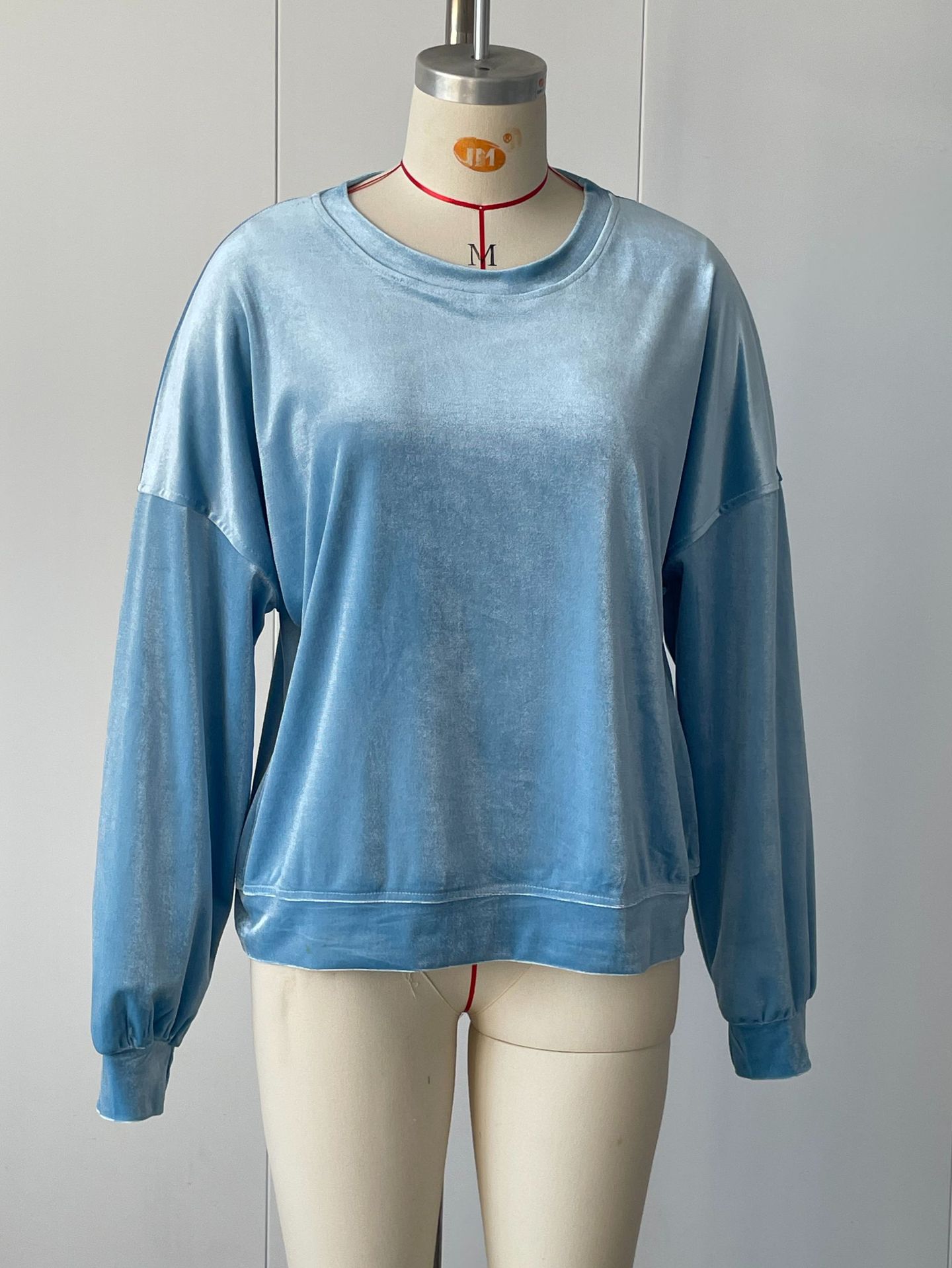 Women's Long Sleeve Gold Velvet Solid Color Crewneck Sweatshirt
